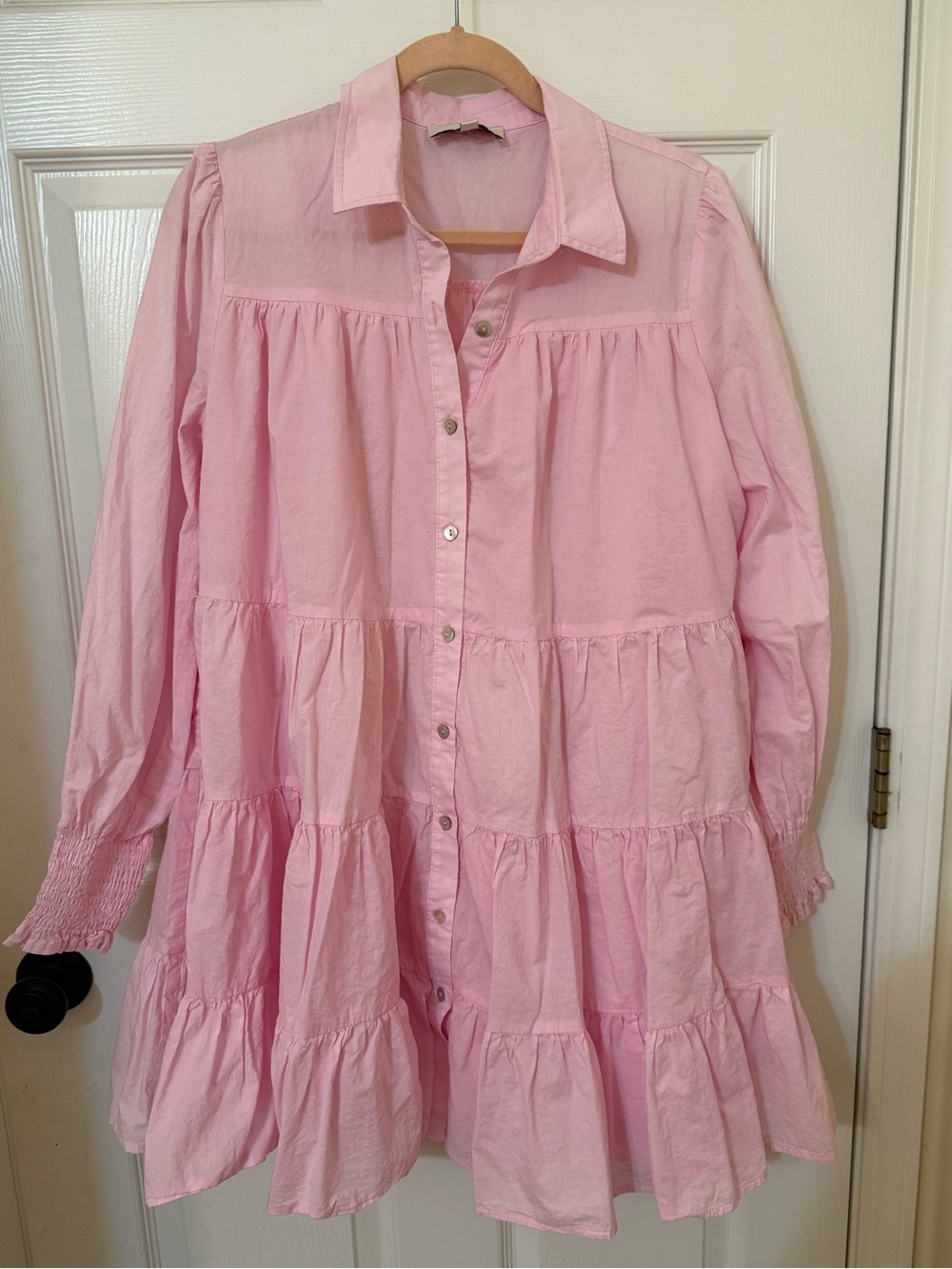 Pinch Pink Tiered Button-Down Dress